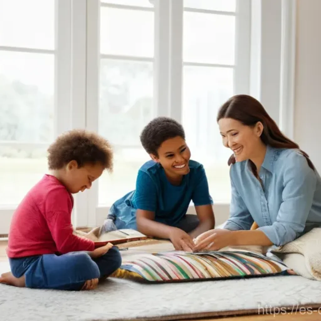 디지털 번아웃을 예방하기 위한 지속 가능한 방법 - **Prompt:** A serene, cozy indoor scene bathed in soft, natural light, depicting a diverse family (e...