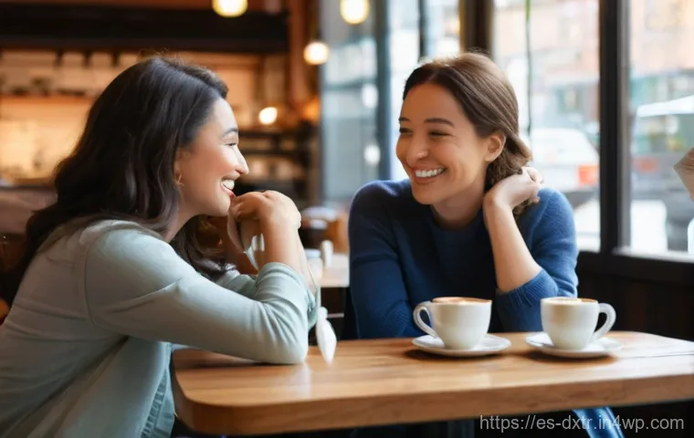 디지털 번아웃 예방을 위한 소규모 모임의 중요성 - **Prompt:** "A warm and inviting scene of two female friends in their late 20s to early 30s having a...