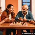 Home 21 디지털 번아웃 예방을 위한 가족과의 시간 보내기 - A warm and cozy Spanish family living room scene in the early evening, showing a multi-generational ...