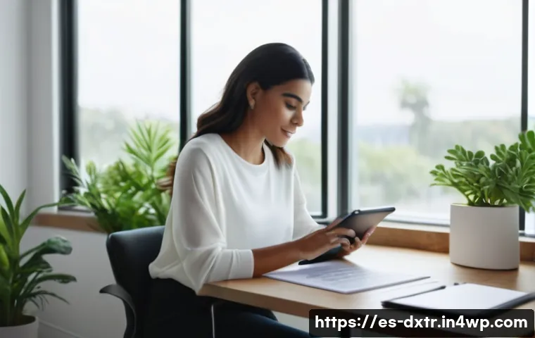디지털 번아웃 극복을 위한 목표 달성 전략 - A modern home office scene featuring a young Hispanic professional woman organizing her day with a d...